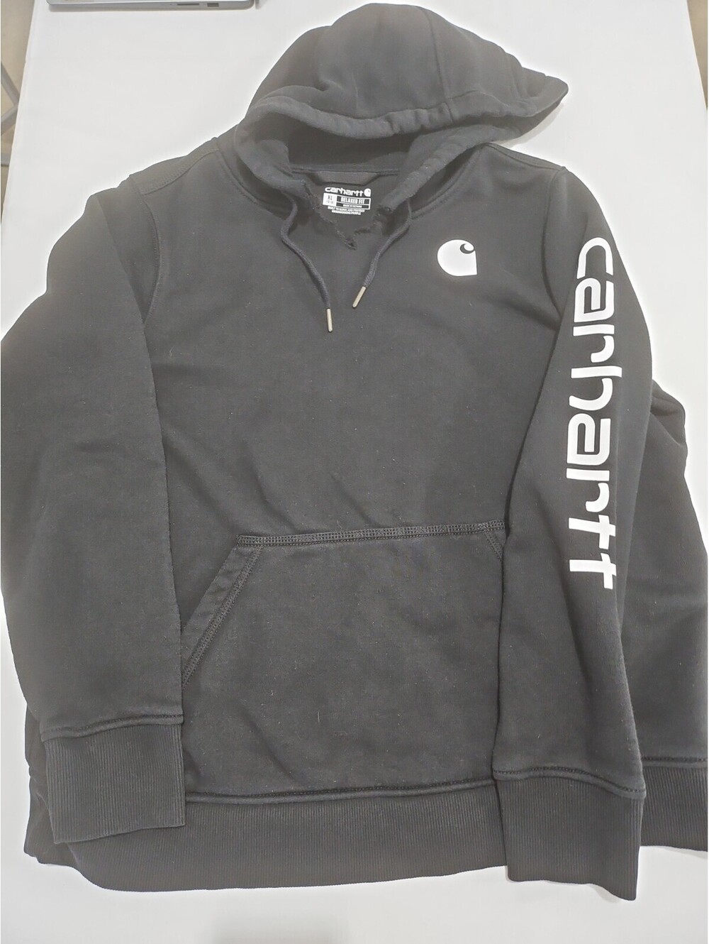 Carhartt 16-18 Boys Black Hoodie W Pocket. Chest/Arm Logos‎ Relaxed Fit.  0175